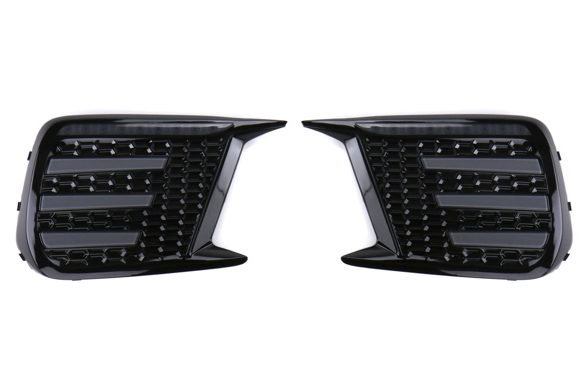 OLM Smoked Tri Bar Fog Light Bezel (No Fog Hole) - 2018-2021 Subaru WRX / STI-Fog Lights-OLM
