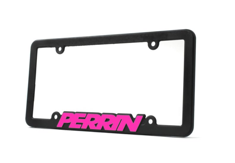 PERRIN License Plate Frame - Black w/Hyper Pink Lettering