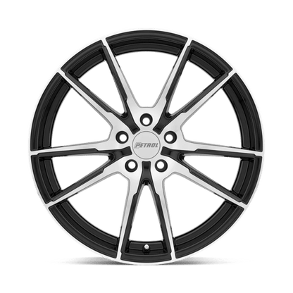 Petrol P0A Gloss Black W/ Mach Cut Face 19x8 +35 5x100mm 72.1mm
