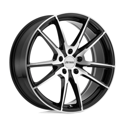 Petrol P0A Gloss Black W/ Mach Cut Face 17x8 +35 5x100mm 72.1mm