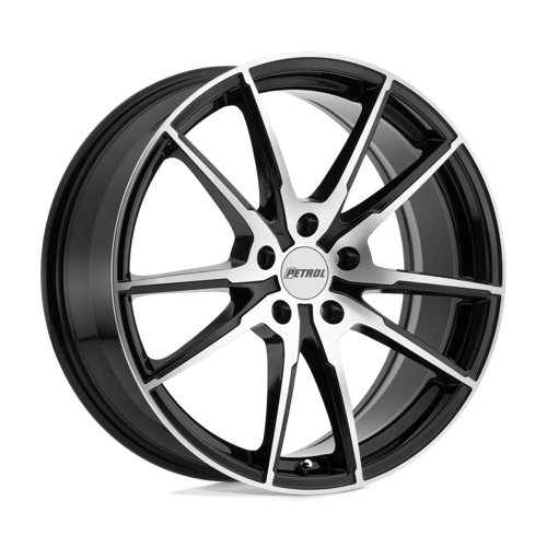 Petrol P0A Gloss Black W/ Mach Cut Face 17x8 +40 5x110mm 72.1mm