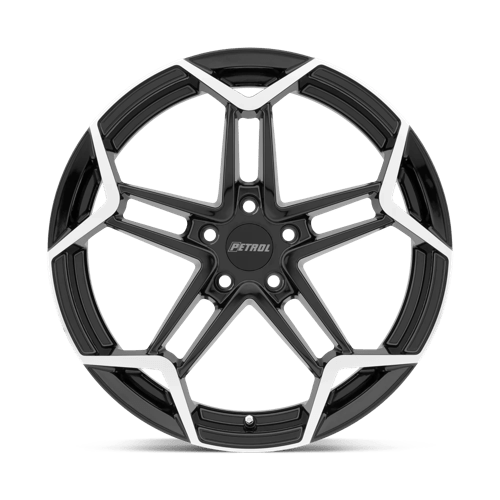 Petrol P1A Gloss Black W/ Mach Cut Face 19x8 +40 5x108mm 72.1mm