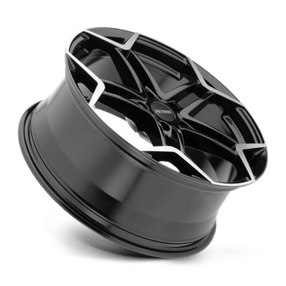 Petrol P1A Gloss Black W/ Mach Cut Face 19x8 +40 5x108mm 72.1mm