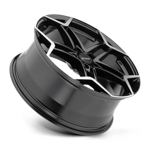Petrol P1A Gloss Black W/ Mach Cut Face 17x8 +40 5x108mm 72.1mm