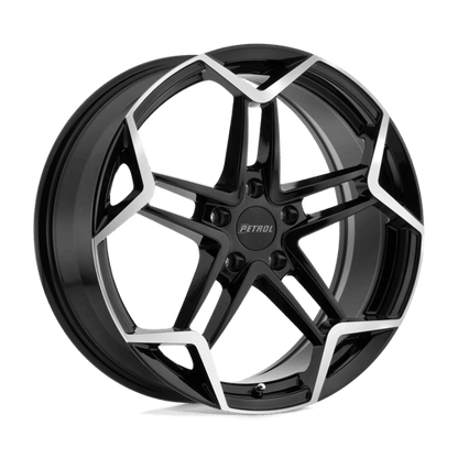 Petrol P1A Gloss Black W/ Mach Cut Face 17x8 +35 5x120mm 76.1mm