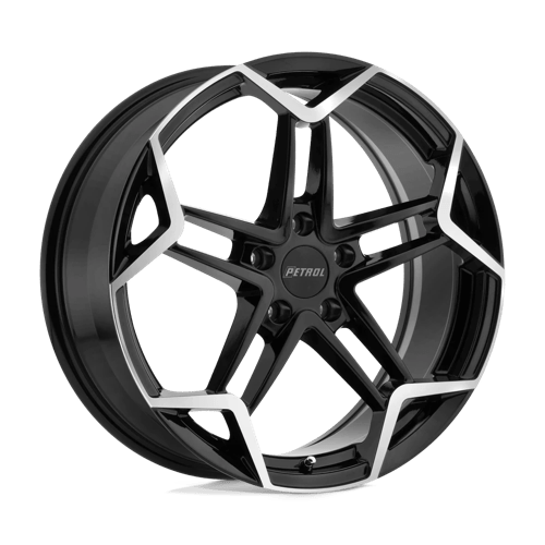 Petrol P1A Gloss Black W/ Mach Cut Face 19x8 +35 5x100mm 72.1mm