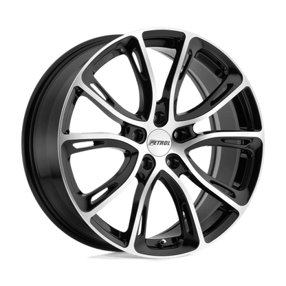 Petrol P5A Gloss Black W/ Mach Cut Face 19x8 +35 5x100mm 72.1mm