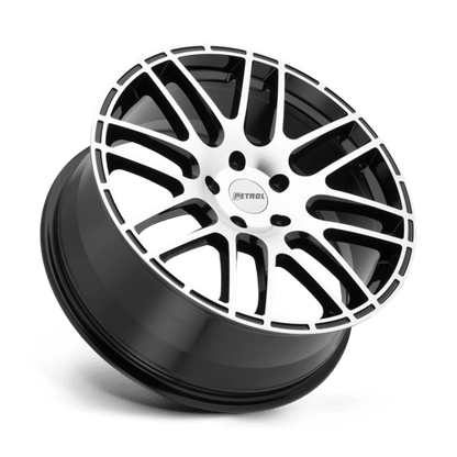 Petrol P6A Gloss Black W/ Mach Cut Face 18x8 +40 5x112mm 72.1mm