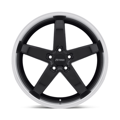 Petrol P1B Gloss Black W/ Mach Cut Lip 17x8 +35 5x120mm 76.1mm