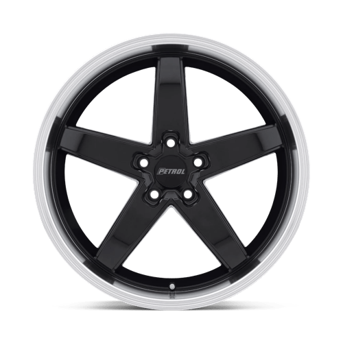 Petrol P1B Gloss Black W/ Mach Cut Lip 17x8 +40 5x114.3mm 76.1mm