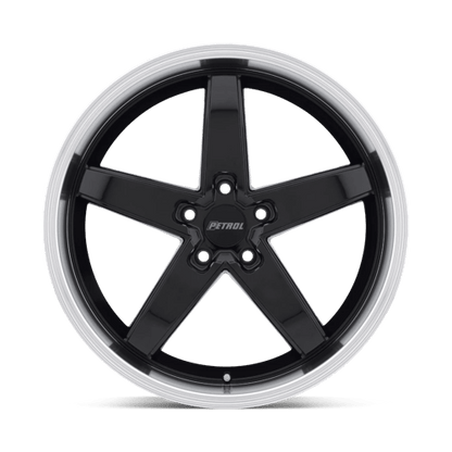 Petrol P1B Gloss Black W/ Mach Cut Lip 19x8 +40 5x114.3mm 76.1mm
