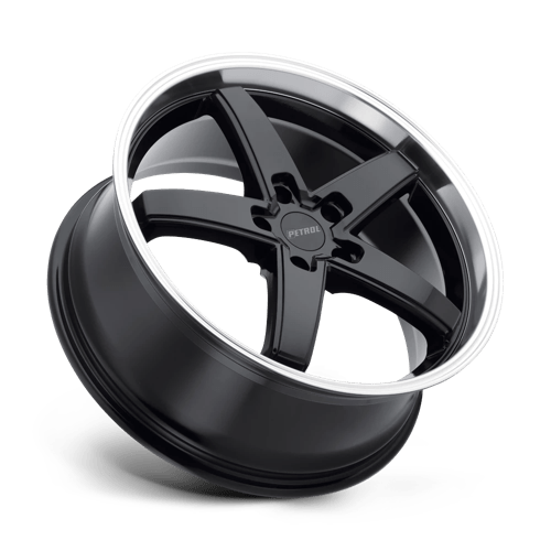 Petrol P1B Gloss Black W/ Mach Cut Lip 20x8.5 +35 5x120mm 76.1mm