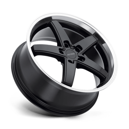 Petrol P1B Gloss Black W/ Mach Cut Lip 17x8 +40 5x112mm 72.1mm