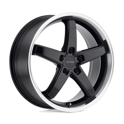 Petrol P1B Gloss Black W/ Mach Cut Lip 20x8.5 +40 5x112mm 72.1mm