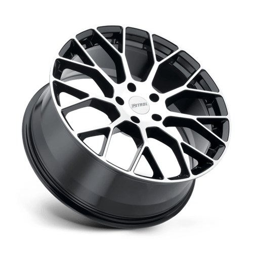 Petrol P2B Gloss Black W/ Mach Cut Face 18x8 +35 5x120mm 76.1mm