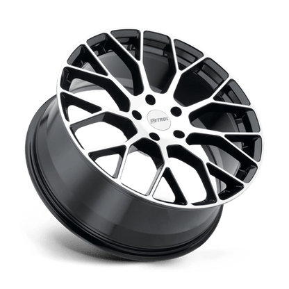 Petrol P2B Gloss Black W/ Mach Cut Face 18x8 +35 5x120mm 76.1mm