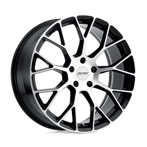 Petrol P2B Gloss Black W/ Mach Cut Face 18x8 +35 5x120mm 76.1mm