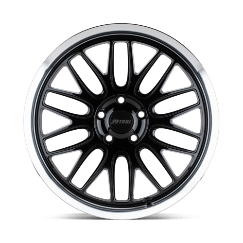 Petrol P4C Gloss Black W/ Mach Cut Lip 19x8 +40 5x115mm 76.1mm