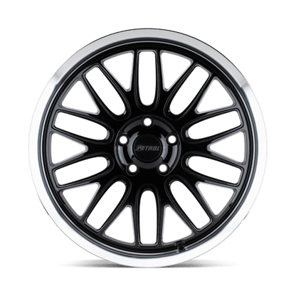 Petrol P4C Gloss Black W/ Mach Cut Lip 17x8 +40 5x115mm 76.1mm