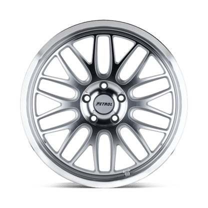 Petrol P4C Silver W/ Machined Face & Lip 20x8.5 +40 5x108mm 72.1mm