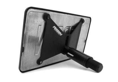 License plate relocation kit for GT-R, featuring a sturdy black mount and adjustable bracket for optimal positioning.