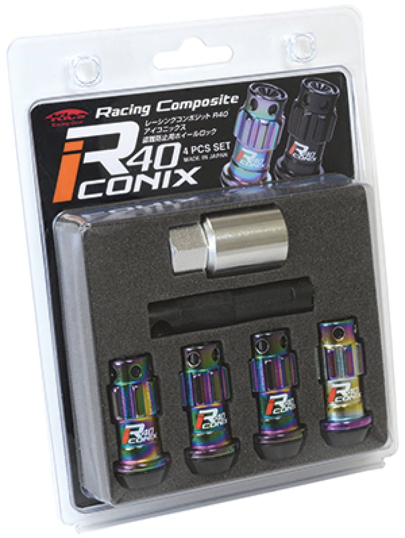Project Kics 12X1.25 R40 Iconix Neochrome Lug Nut Lock Set - 4-Lug Nuts-Project Kics