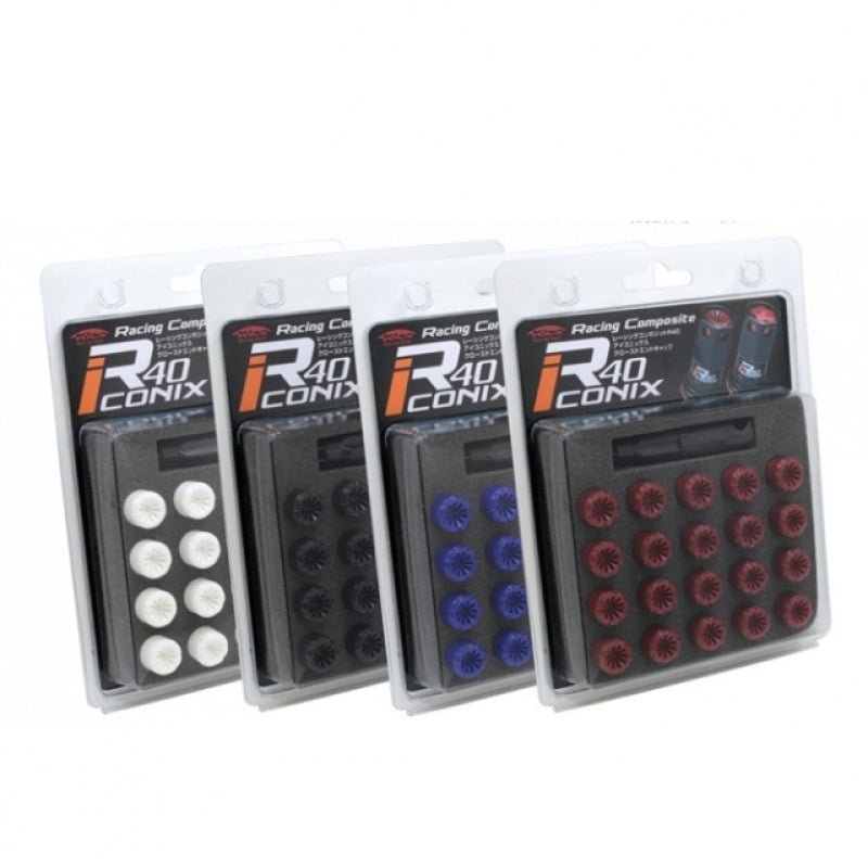 Project Kics 12X1.50 R40 Iconix Plastic Caps Black - 20 Pcs-Lug Nuts-Project Kics