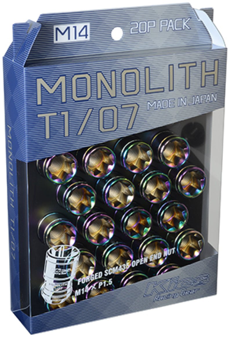 Project Kics 14 x 1.5 Neochrome T1/07 Monolith Lug Nuts - 20 Pcs-Lug Nuts-Project Kics