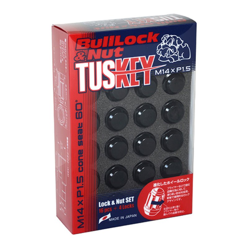 Project Kics 16 LUGS + 4 LOCKS Tuskey Black Bullock And Nut Set - 14X1.50-Lug Nuts-Project Kics