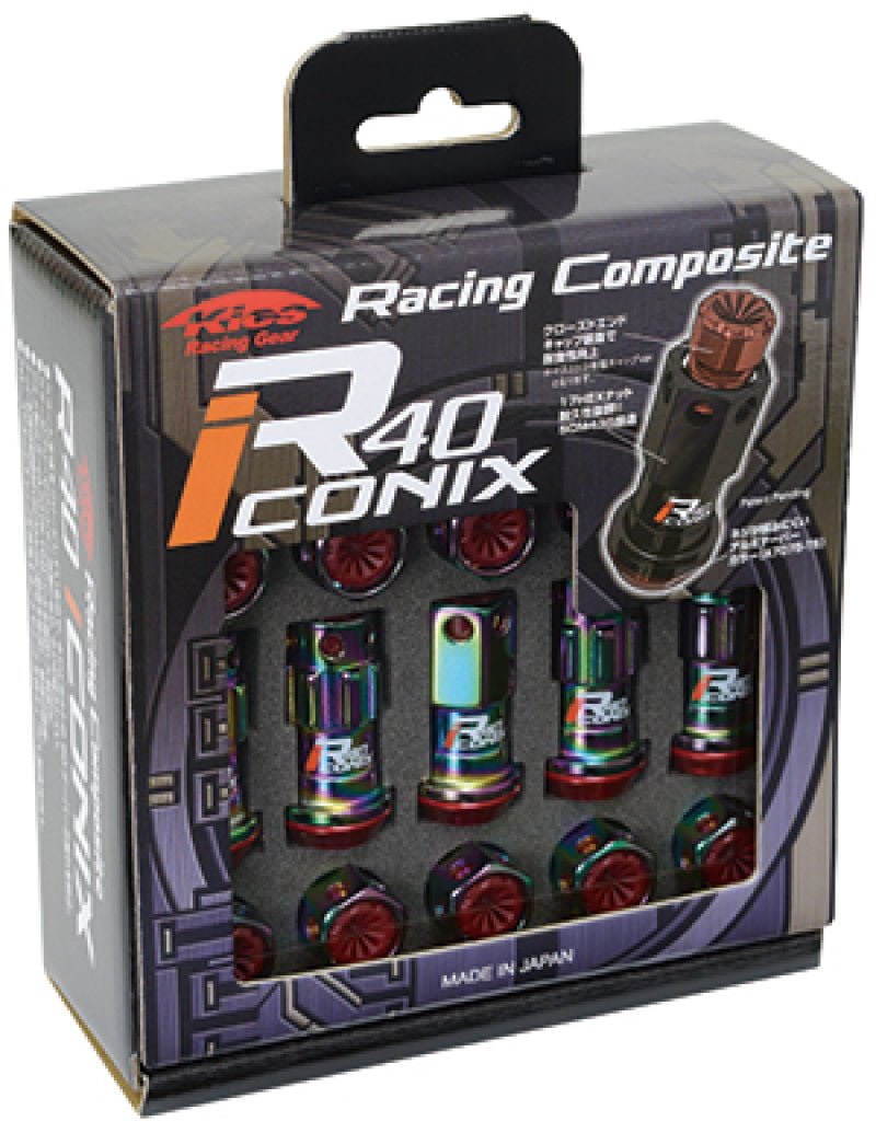 Project Kics 16+4 Locks Neocro R40 Iconix W/ Plastic Cap (Black) - 12X1.25-Lug Nuts-Project Kics