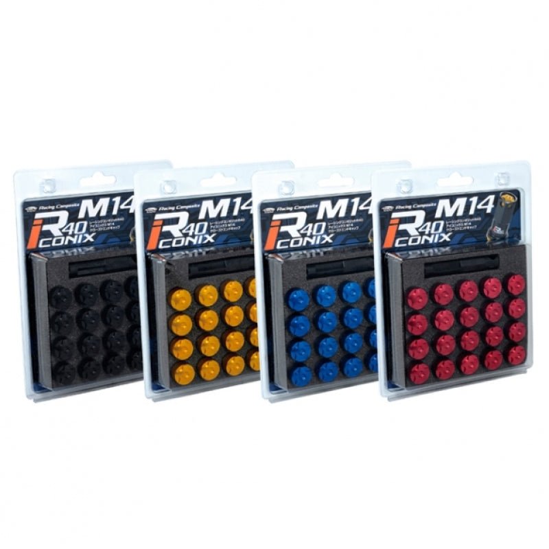 Project Kics R40 Iconix Aluminum Cap Set 14x1.50 - Black (20pcs)-Wheel Accessories-Project Kics