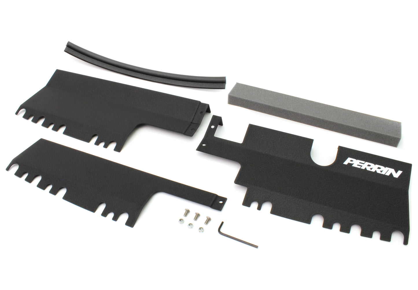 PERRIN radiator shroud for 2015-2021 WRX/STI, designed for improved cooling and engine performance. Includes installation hardware.