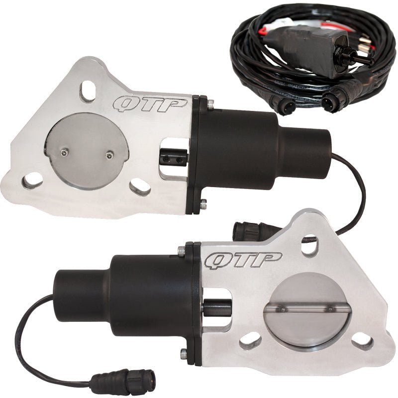 QTP 2.5in Bolt-On QTEC Dual Electric Cutout Valves - Pair-Exhaust Cutouts-QTP