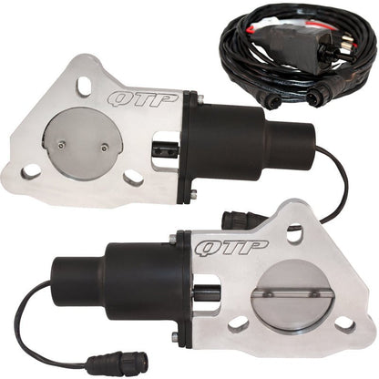 QTP 2.5in Bolt-On QTEC Dual Electric Cutout Valves - Pair-Exhaust Cutouts-QTP