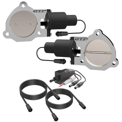 QTP 3.5in Bolt-On QTEC Dual Electric Cutout Valves - Pair-Exhaust Cutouts-QTP