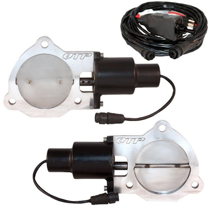 QTP 3.5in Bolt-On QTEC Dual Electric Cutout Valves - Pair-Exhaust Cutouts-QTP