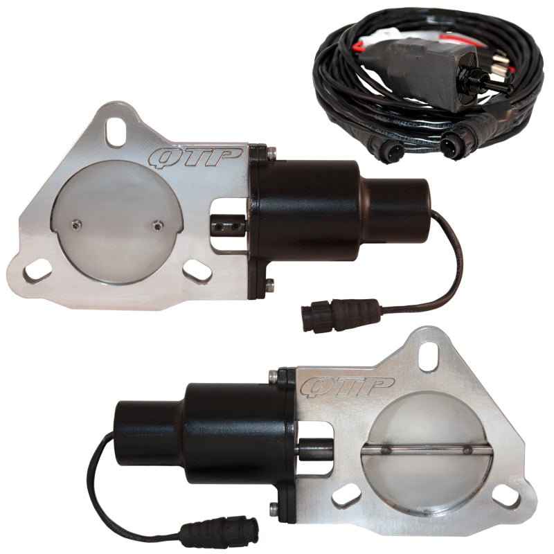QTP 3in Bolt-On QTEC Dual Electric Cutout Valves - Pair-Exhaust Cutouts-QTP