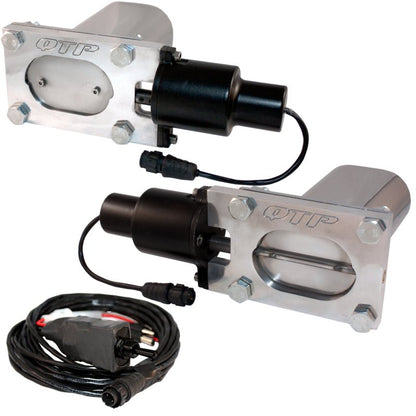 QTP Bolt-On QTEC Dual Low Profile Oval Electric Cutout Valves - Pair-Exhaust Cutouts-QTP