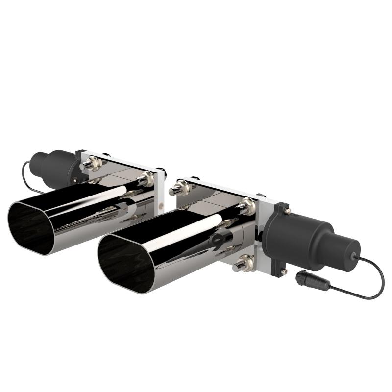 QTP Bolt-On QTEC Dual Low Profile Oval Electric Cutout Valves - Pair-Exhaust Cutouts-QTP