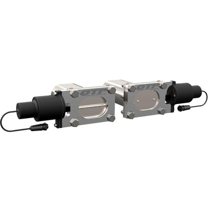 QTP Bolt-On QTEC Dual Low Profile Oval Electric Cutout Valves - Pair-Exhaust Cutouts-QTP