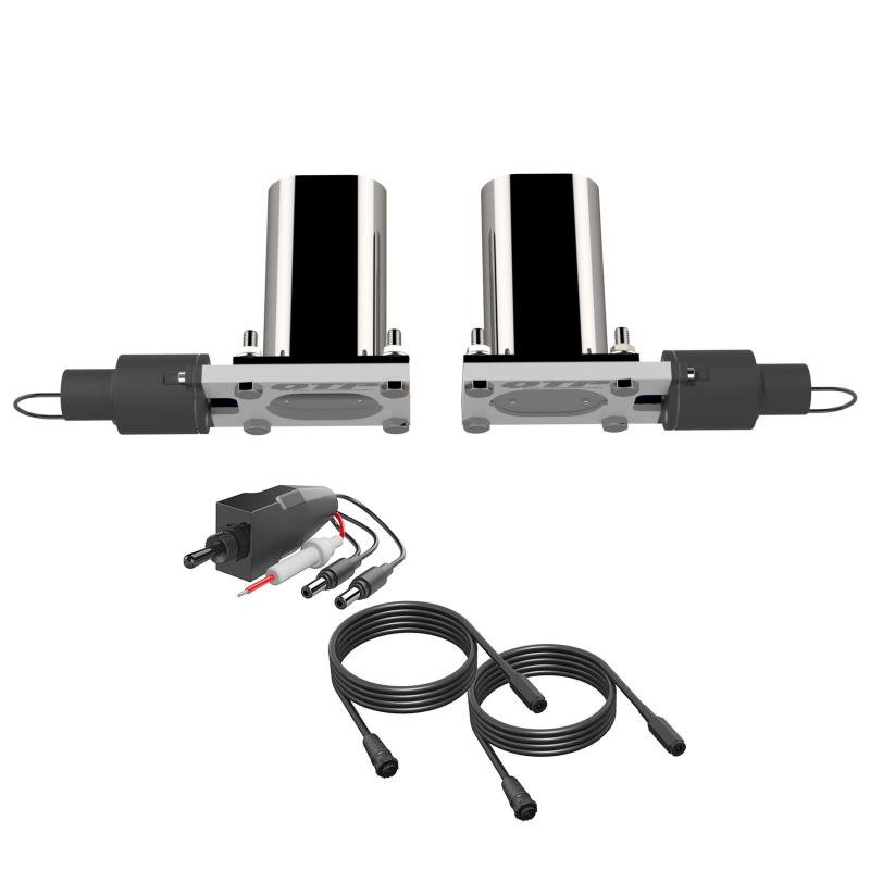 QTP Bolt-On QTEC Dual Low Profile Oval Electric Cutout Valves - Pair-Exhaust Cutouts-QTP