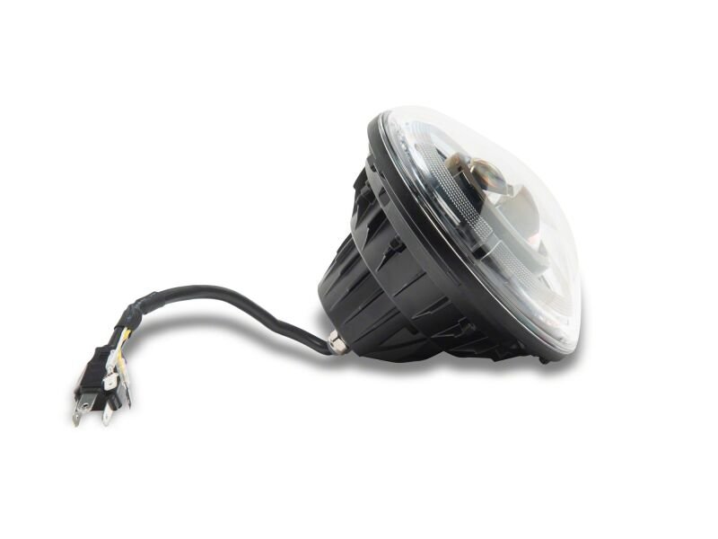 Raxiom 07-08 Jeep Wrangler JK Hi Output LED Headlights/Angel Eye DRL- Black Housing- Clear Lens-Headlights-Raxiom