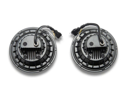 Raxiom 07-08 Jeep Wrangler JK Hi Output LED Headlights/Angel Eye DRL- Black Housing- Clear Lens-Headlights-Raxiom