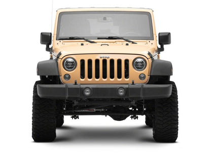 Raxiom 07-18 Jeep Wrangler Axial Series 7-Inch LED Headlights w DRL/ Black Housing - Clear Lens-Headlights-Raxiom