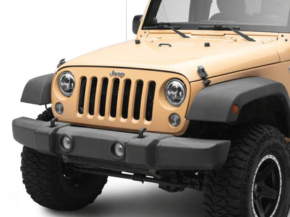 Raxiom 07-18 Jeep Wrangler Axial Series 7-Inch LED Headlights w DRL/ Black Housing - Clear Lens-Headlights-Raxiom