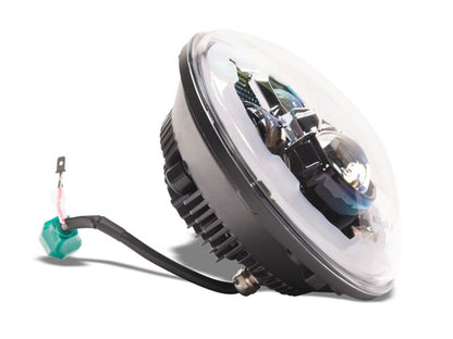 Raxiom 07-18 Jeep Wrangler Axial Series 7-Inch LED Headlights w DRL/ Black Housing - Clear Lens-Headlights-Raxiom