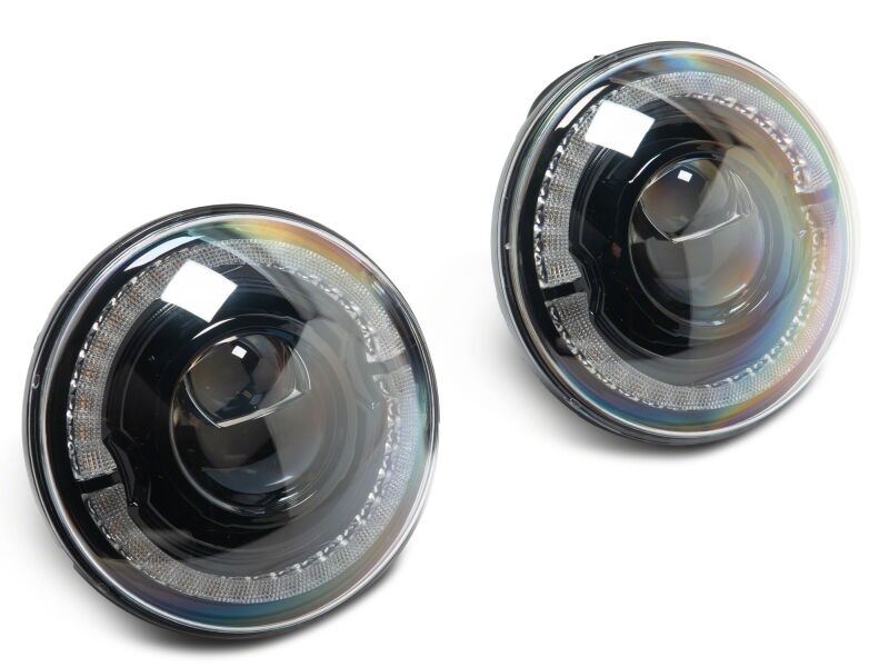 Raxiom 18-26 Jeep Wrangler JL/ 20-26 Gladiator JT HiOutput LED Hlights/Angel Eye DRL-Blk-Clear Lens-Headlights-Raxiom