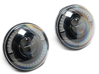 Raxiom 18-26 Jeep Wrangler JL/ 20-26 Gladiator JT HiOutput LED Hlights/Angel Eye DRL-Blk-Clear Lens-Headlights-Raxiom