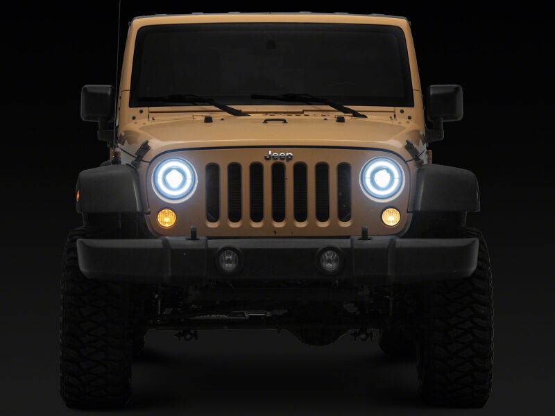 Raxiom 18-26 Jeep Wrangler JL/ 20-26 Gladiator JT HiOutput LED Hlights/Angel Eye DRL-Blk-Clear Lens-Headlights-Raxiom