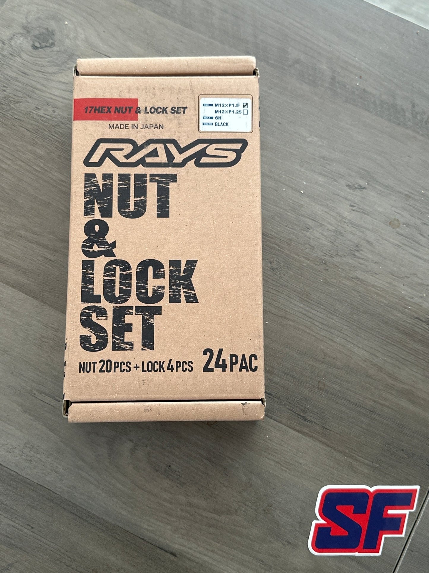 RAYS 17Hex L31 6 - Hole Lock and Nut Set - Set of 24 / Black / 12x1.50 - Lug Nuts - Rays